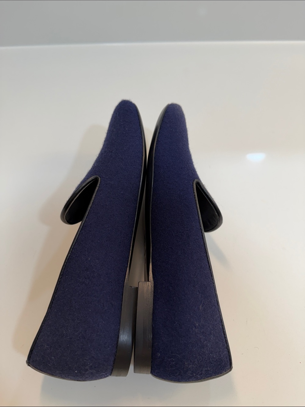 CHANEL Navy Wool CC Logo Slip-On Flats - Picture 5 of 7